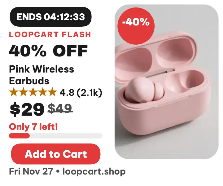 Loopcart flash sale earbuds card: flash sale ad template