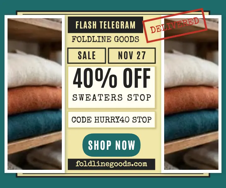 Foldline Goods Black Friday telegram flash sale ad template