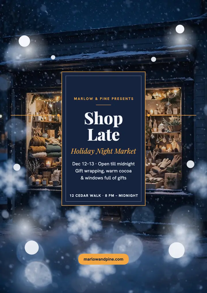 Marlow and Pine shop late flyer template