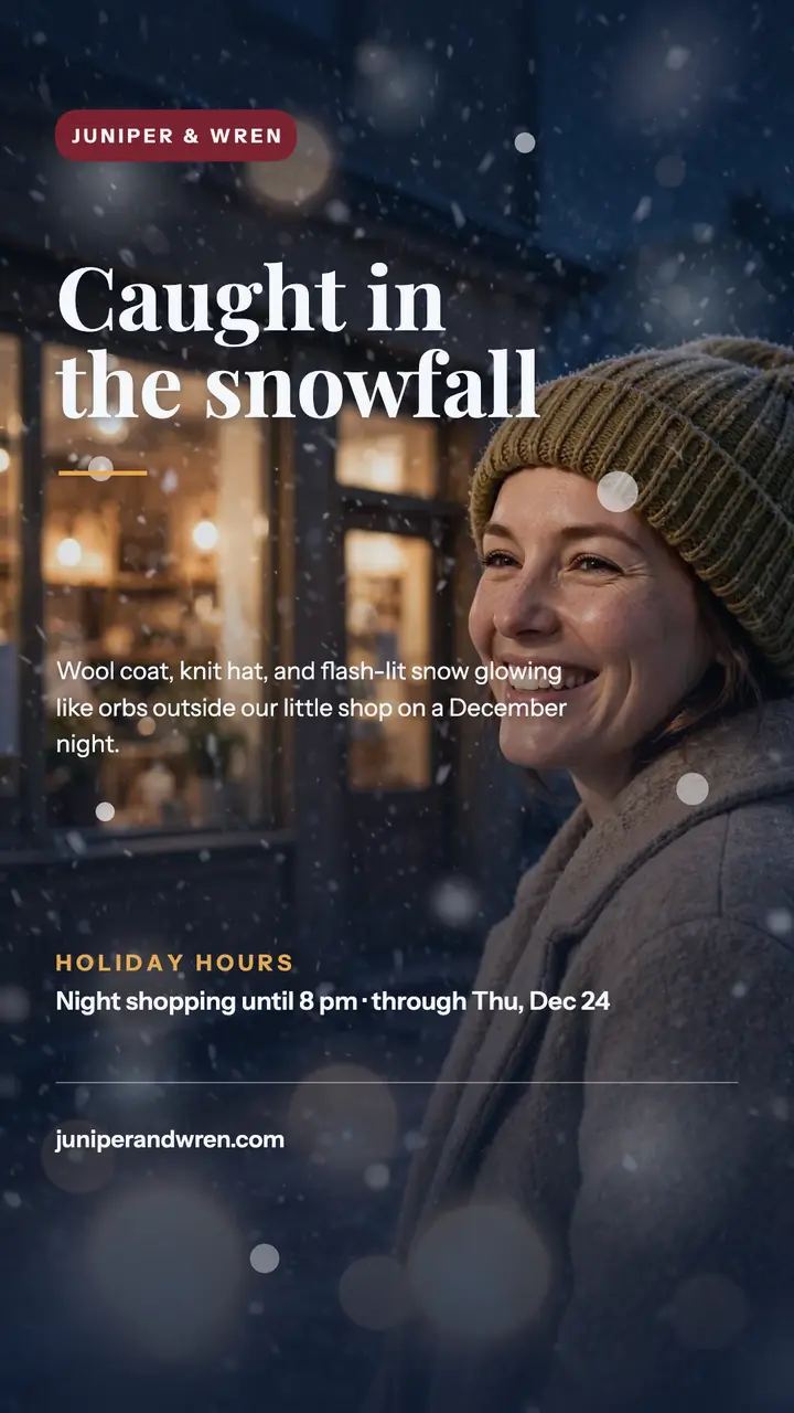 Juniper and Wren snowy portrait story template