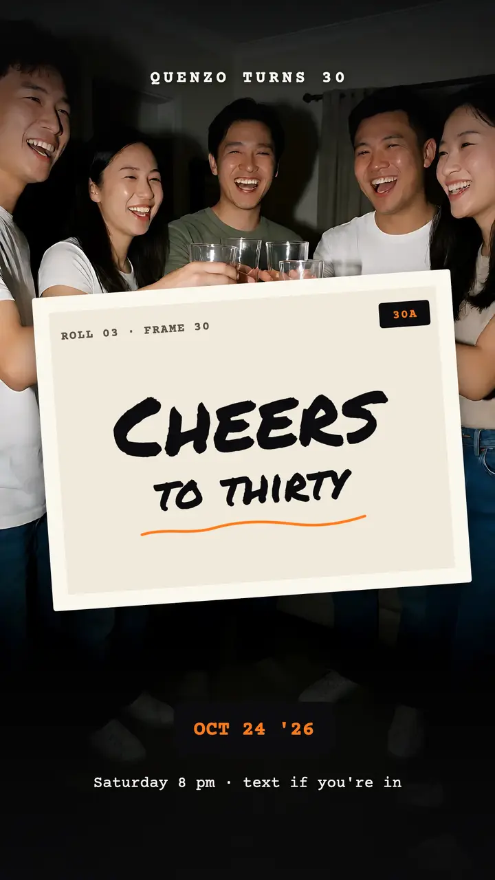 30th birthday party invite story, direct flash template