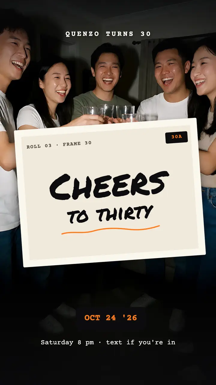 30th birthday party invite story, direct flash template
