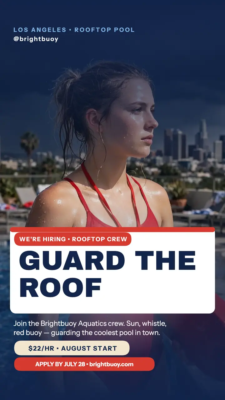 Brightbuoy rooftop lifeguard hiring story template