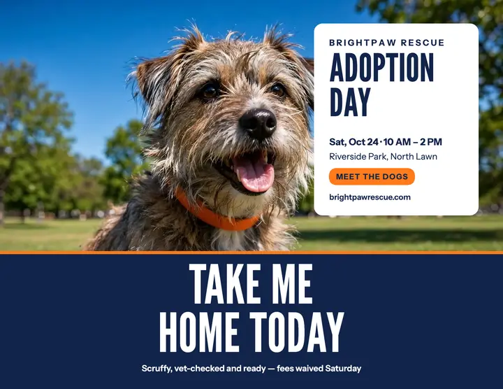 Brightpaw terrier adoption day flyer template