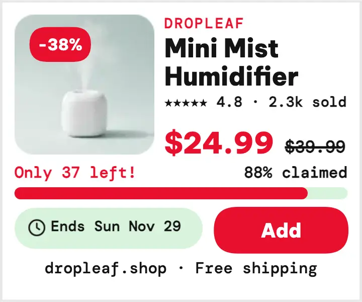 Dropleaf mini humidifier flash sale card template