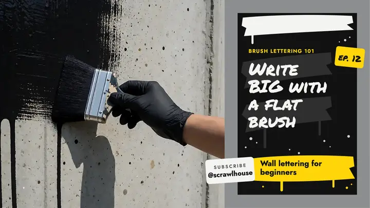 Flat brush wall lettering YouTube thumbnail template
