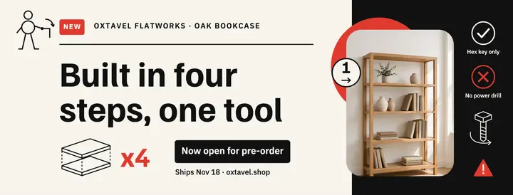 Oxtavel oak bookcase launch cover, assembly instructions: furniture launch cover template