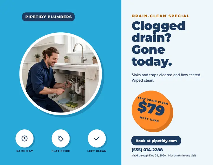 Pipetidy drain clean flat promo template