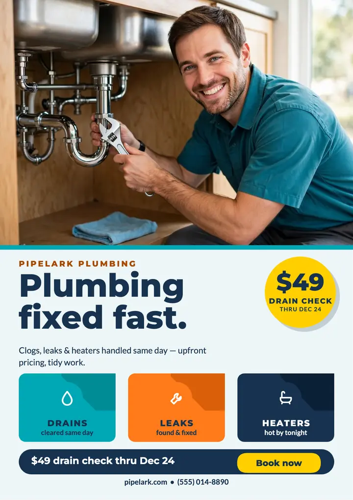 Pipelark plumber promo flyer template