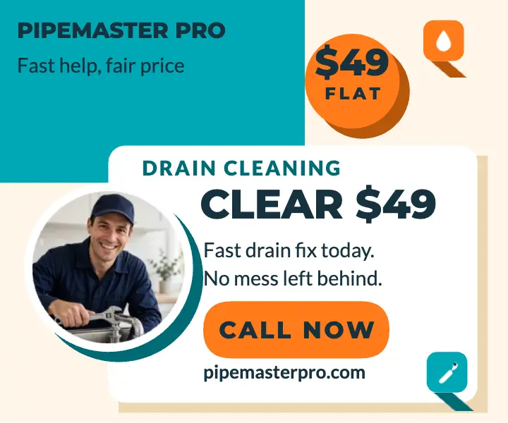 Pipemaster drain clear flat promo template