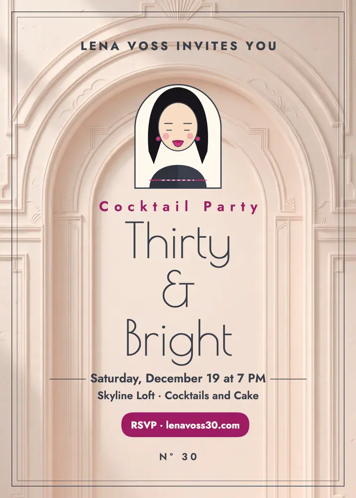 Lena Voss thirty and bright invitation template