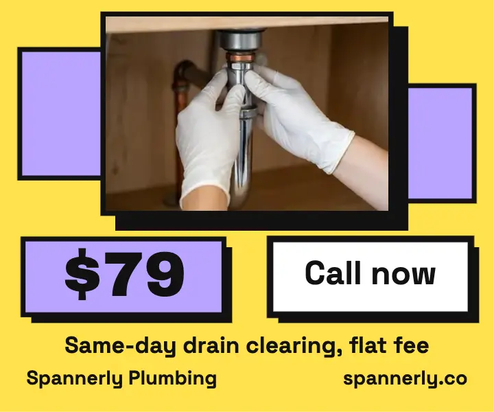 Spannerly Plumbing flat-rate drain clearing ad template