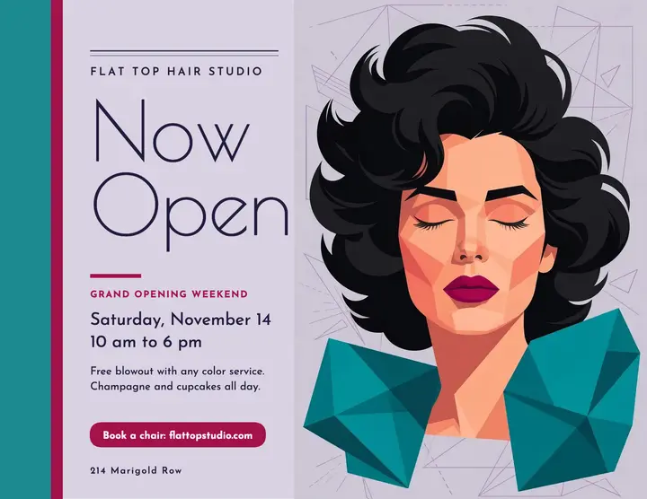 Flat Top Hair Studio grand opening flyer template
