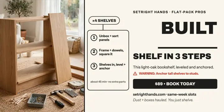 Setright Hands bookshelf assembly post template