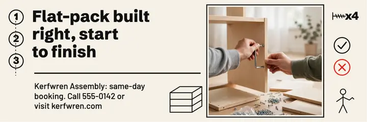Kerfwren Assembly flat-pack furniture X header template