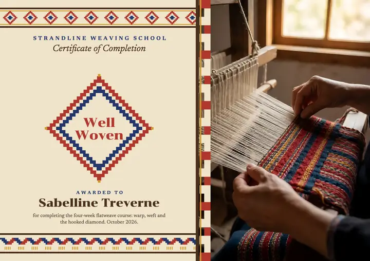 Flatweave workshop completion certificate template