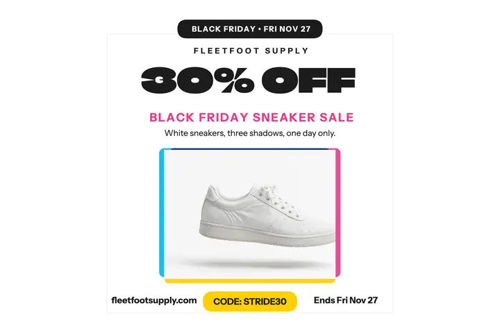 Fleetfoot Black Friday sneaker sale postcard template
