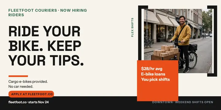 Fleetfoot Couriers hiring riders post: courier hiring post template