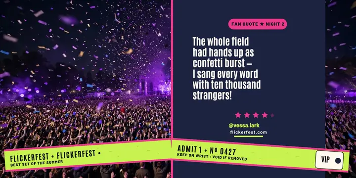 Flickerfest wristband fan quote post template