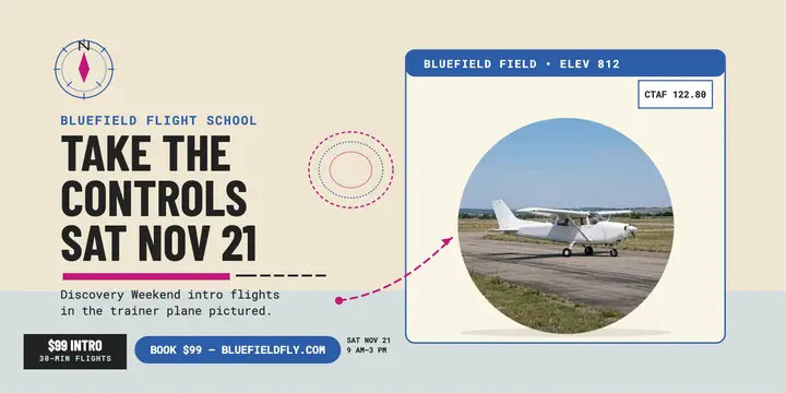 Bluefield Discovery Weekend flight school post template