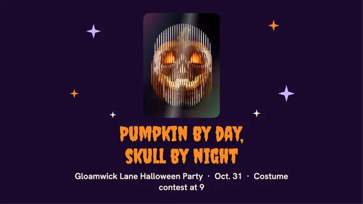 Pumpkin by day, skull by night Halloween thumbnail template