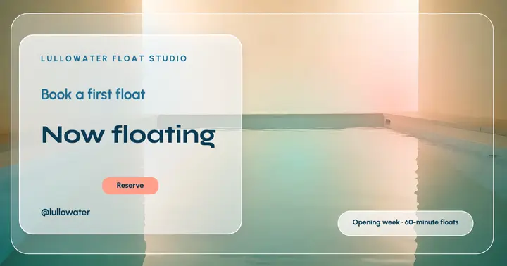 Lullowater Float Studio opening glass post: float spa opening post template
