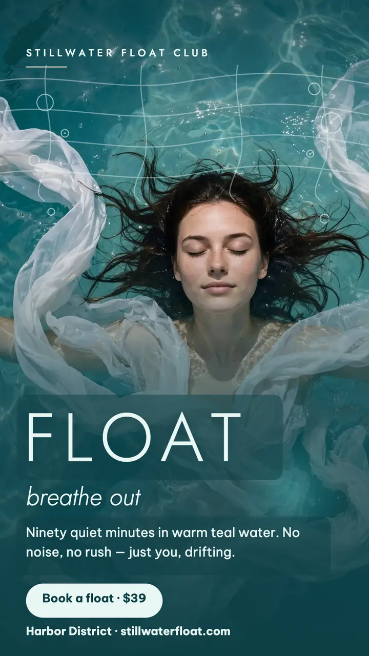 Stillwater float therapy calm story template