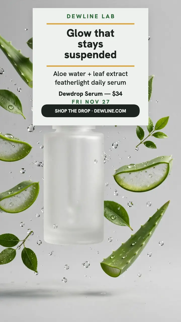 Dewdrop Serum floating drop story template