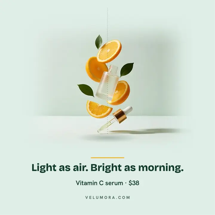 Velumora vitamin C serum levitation post template