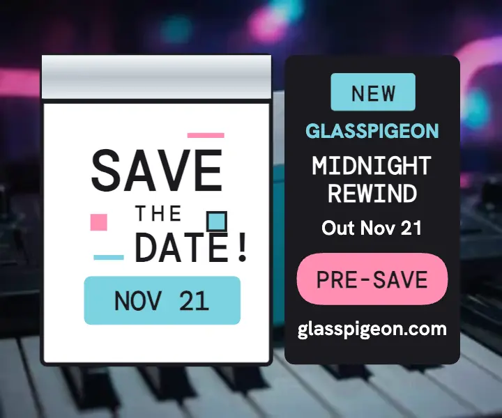 Glasspigeon Midnight Rewind floppy ad: single drop ad template