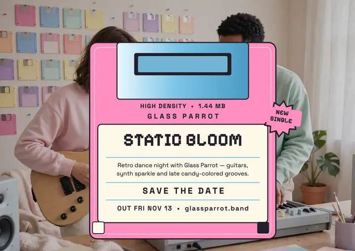 Glass Parrot Static Bloom floppy release: single release certificate template