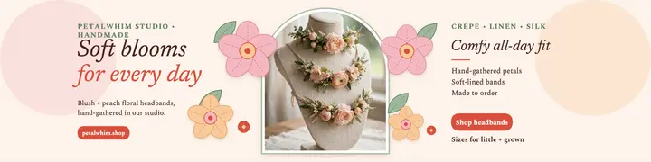 Petalwhim floral headband crepe banner template