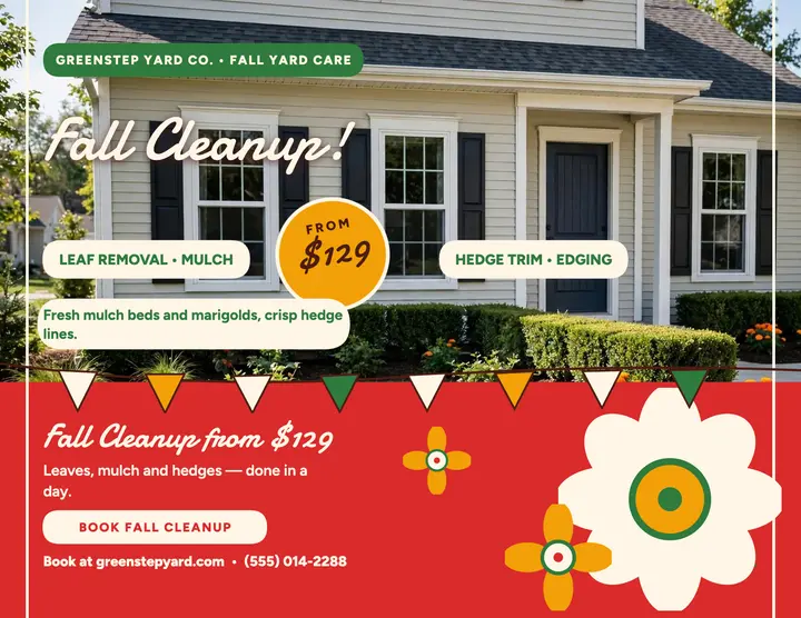 Greenstep fall cleanup floral flyer template