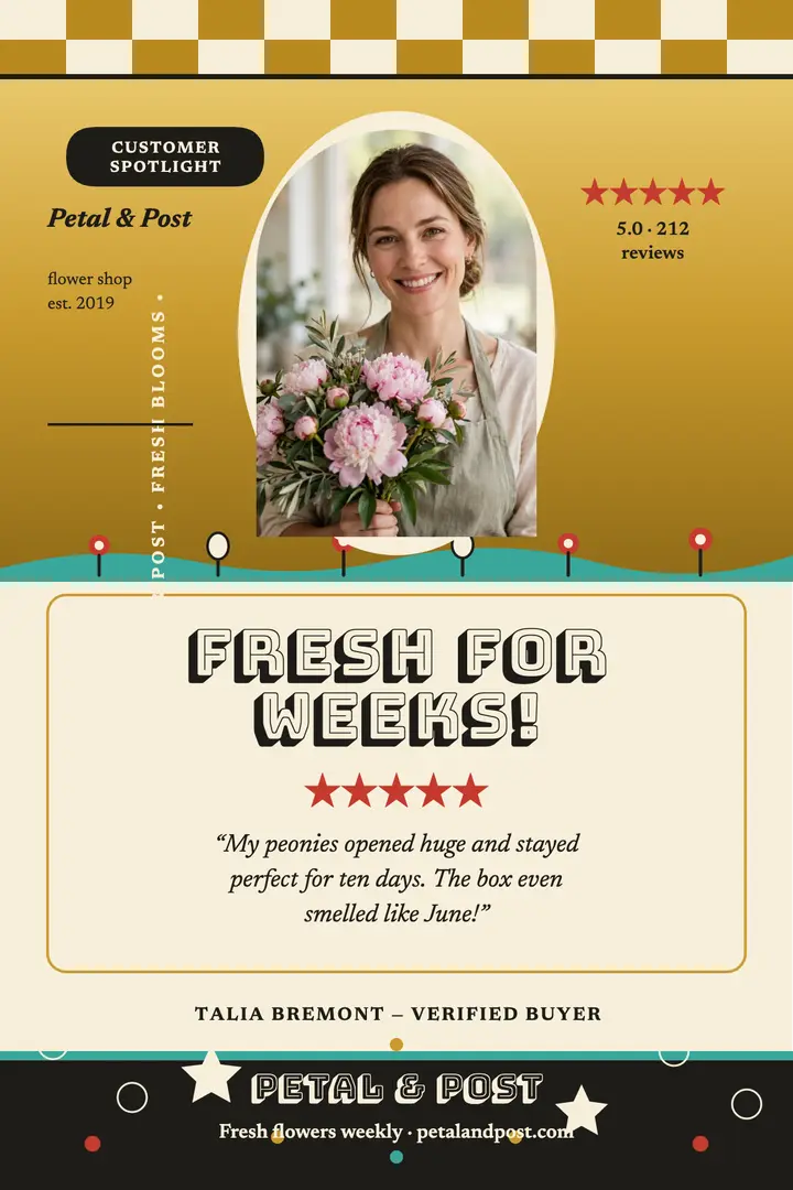Petal and Post five-star florist spotlight template