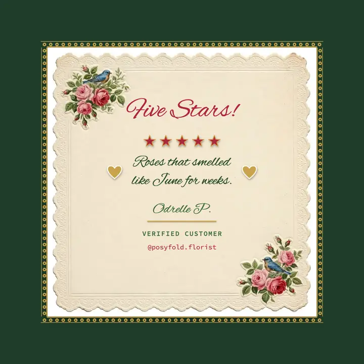Florist customer review card, Victorian scrap: florist review post template