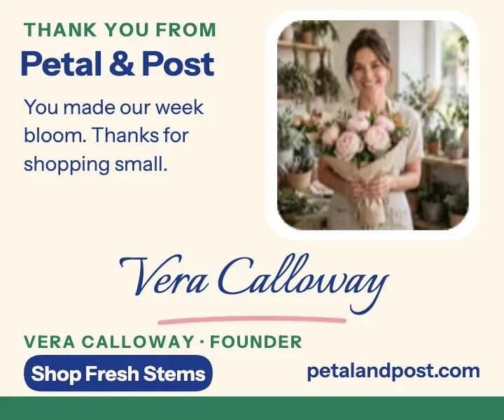 Petal and Post signed thank you ad template