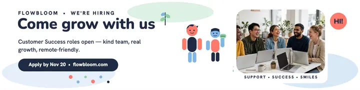 Flowbloom hiring banner, playful team template