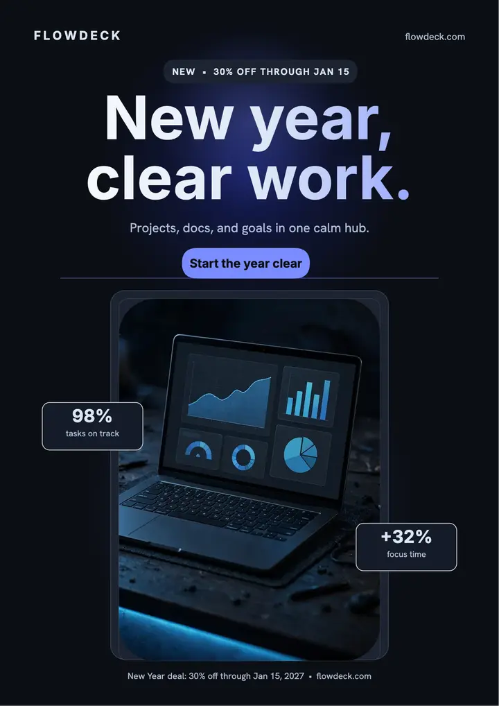 Flowdeck New Year promo flyer template