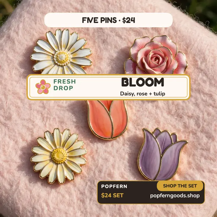 Popfern flower pin gift set post template