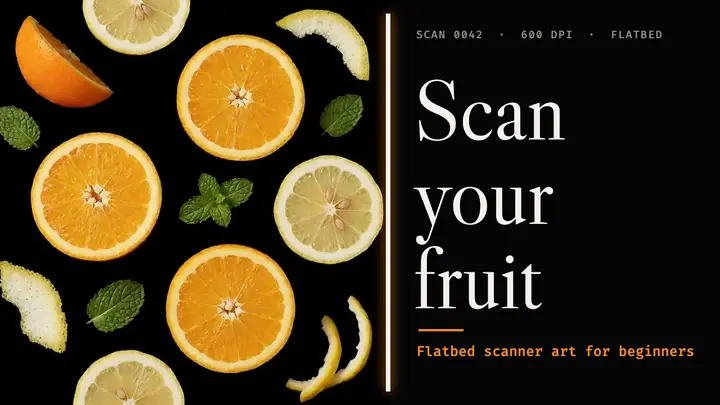 Scan your fruit flatbed scanner art tutorial thumbnail template