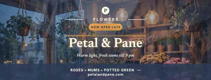 Petal and Pane dusk flower shop cover template