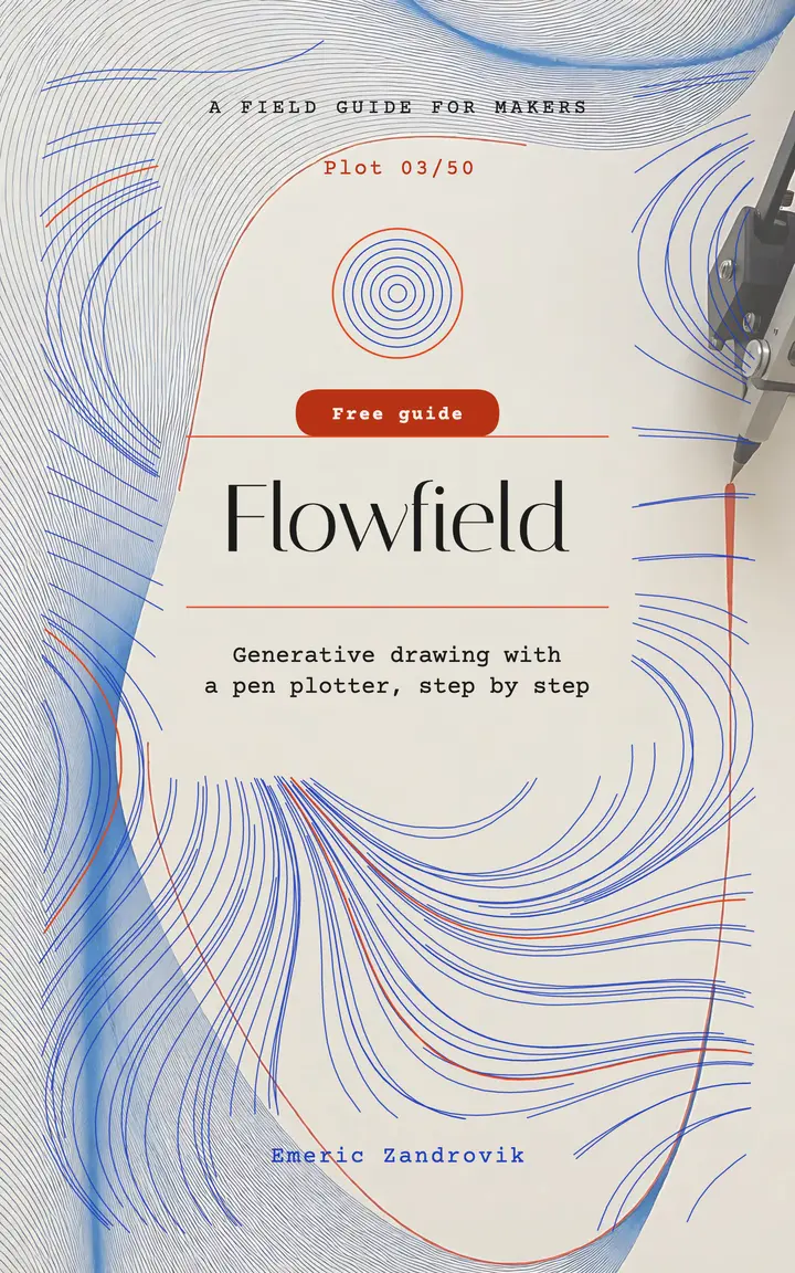 Flowfield pen plotter guide ebook cover: ebook cover template