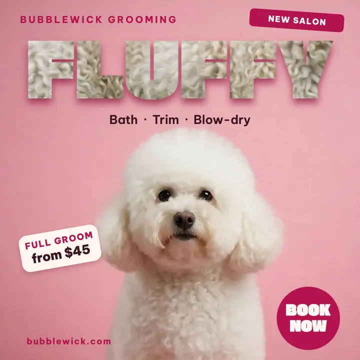 Bubblewick dog grooming fur lettering template