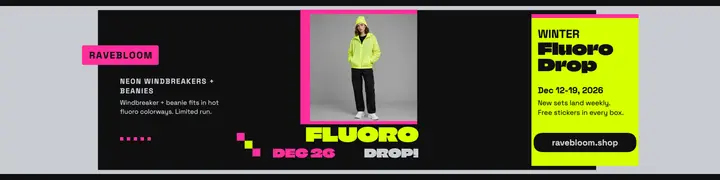 Ravebloom neon streetwear banner template