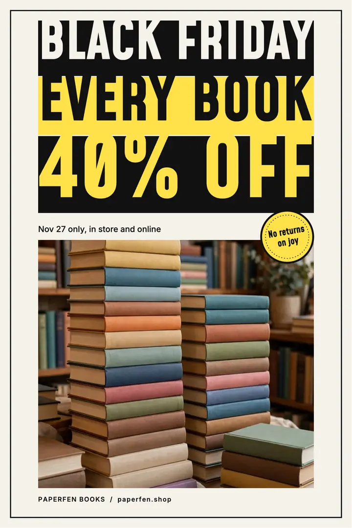 Paperfen Books Black Friday poster, flush block template