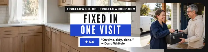 Trueflow five-star review banner: plumbing review banner template