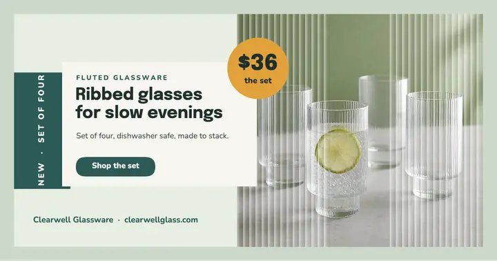 Clearwell fluted glassware set post template