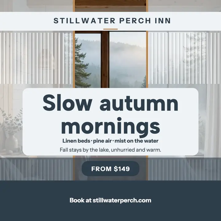 Stillwater Perch autumn lake post template