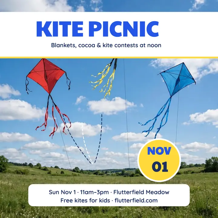 Flutterfield kite day picnic post template