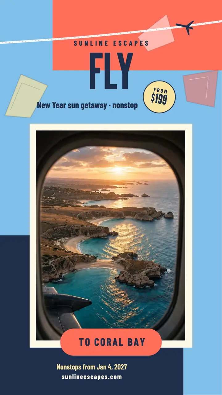 Sunline Escapes New Year flight story template